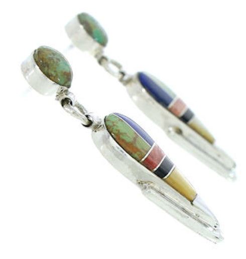 Southwest Jewelry Multicolor Inlay Post Dangle Earrings BW73729